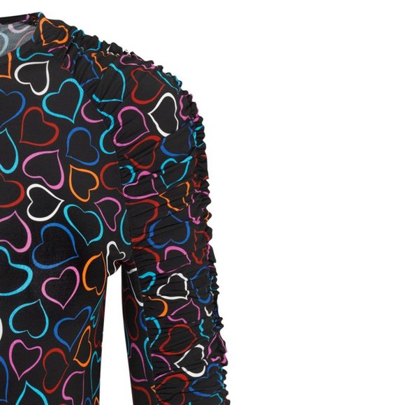 Stine Goya Carlin Printed Jersey Top 1951 Hearts Black Size Small NWT - Picture 4 of 7